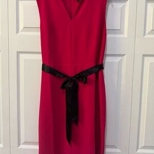 Elegant Red Dress with Black Bow
